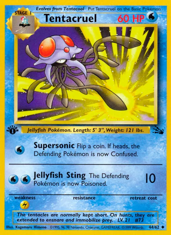 1999 Fossil Tentacruel Uncommon #44/62 Uncommon card image