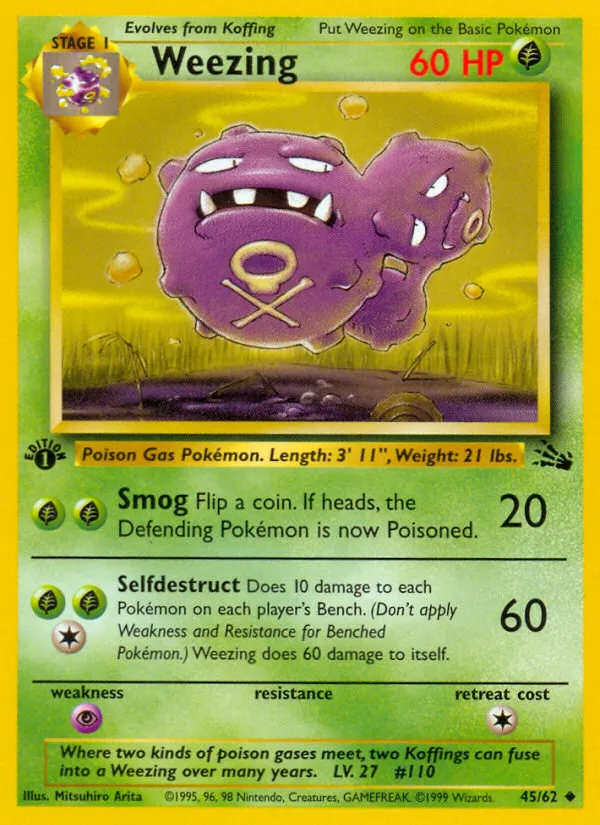 1999 Fossil Weezing Uncommon #45/62 Uncommon card image