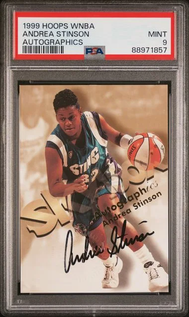 1999 Hoops WNBA Autographics Andrea Stinson #no-number card image
