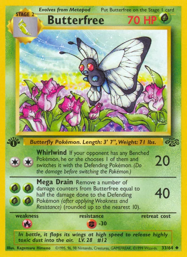 1999 Jungle Butterfree #33/64 Uncommon card image