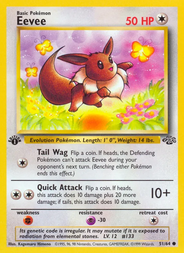 1999 Jungle Eevee Common #51/64 Common card image