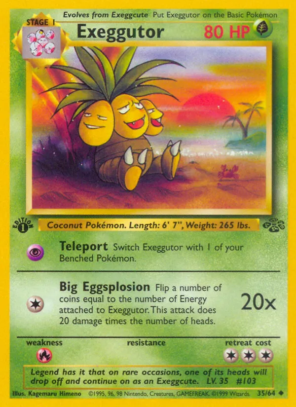 1999 Jungle Exeggutor #35/64 Uncommon card image