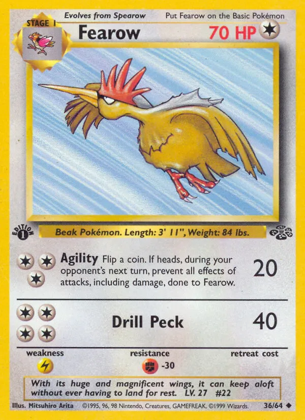 1999 Jungle Fearow #36/64 Uncommon card image