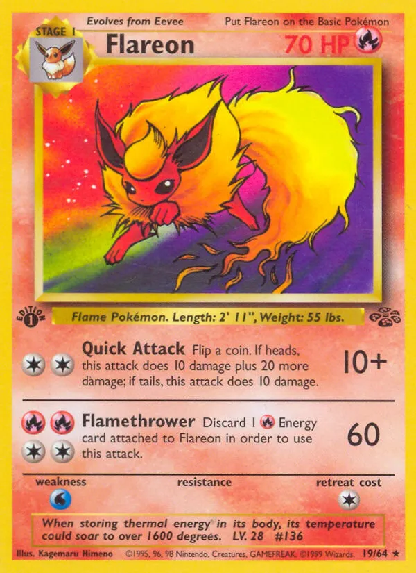1999 Jungle Flareon Rare Holo #03/64 Rare Holo card image