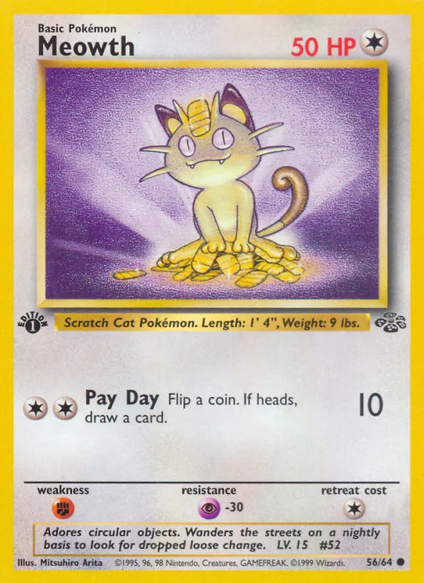 1999 Jungle Meowth Common #56/64 Common card image