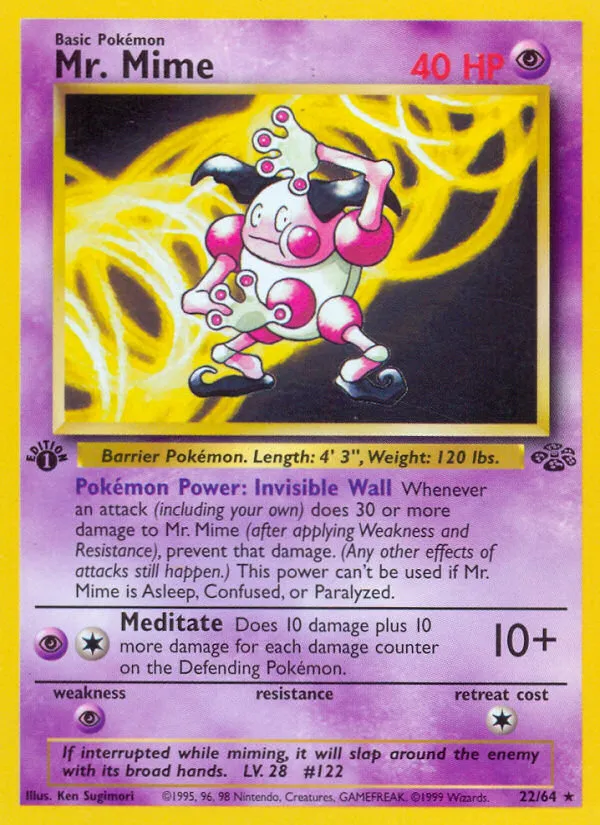 1999 Jungle Mr. Mime #22/64 Rare card image