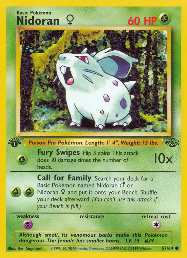 1999 Jungle Nidoran ♀ Common #57/64 Common card image