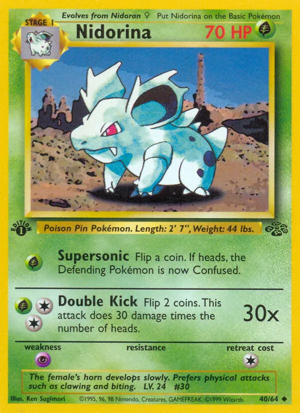1999 Jungle Nidorina #40/64 Uncommon card image