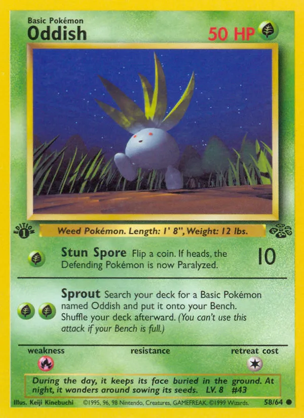 1999 Jungle Oddish Common #58/64 Common card image
