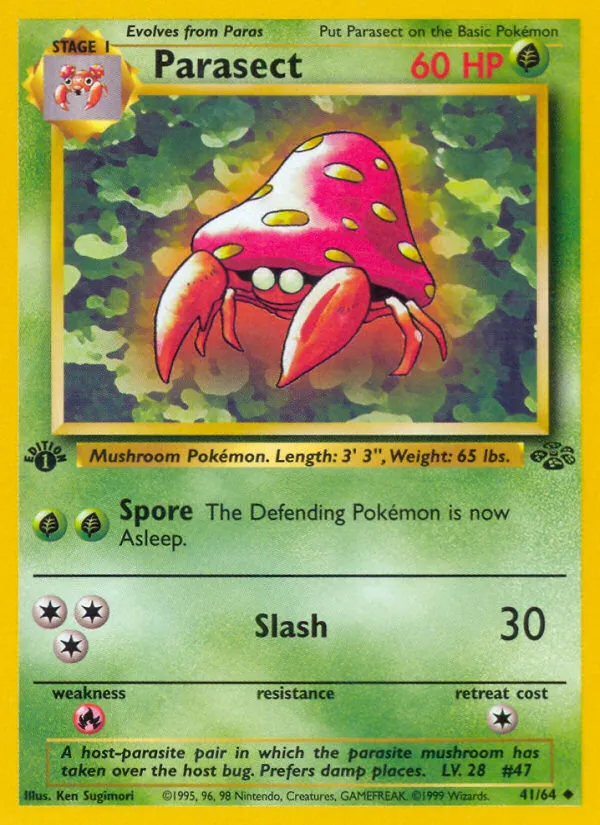 1999 Jungle Parasect Uncommon #41/64 Uncommon card image