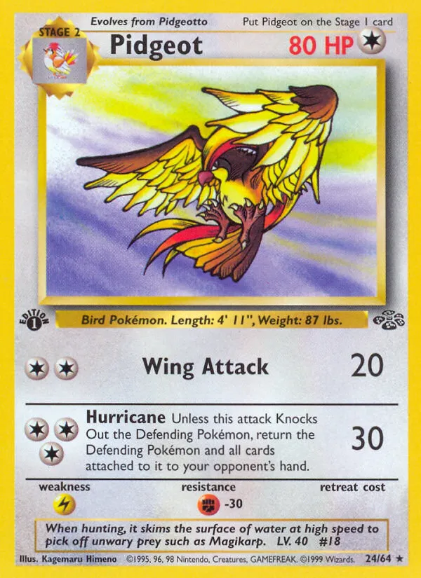 1999 Jungle Pidgeot #24/64 Rare card image