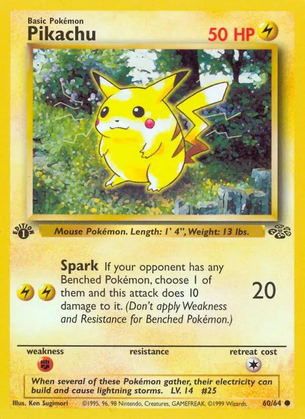 1999 Jungle Pikachu Common #60/64 Common card image