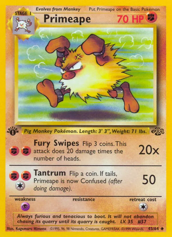 1999 Jungle Primeape Uncommon #43/64 Uncommon card image