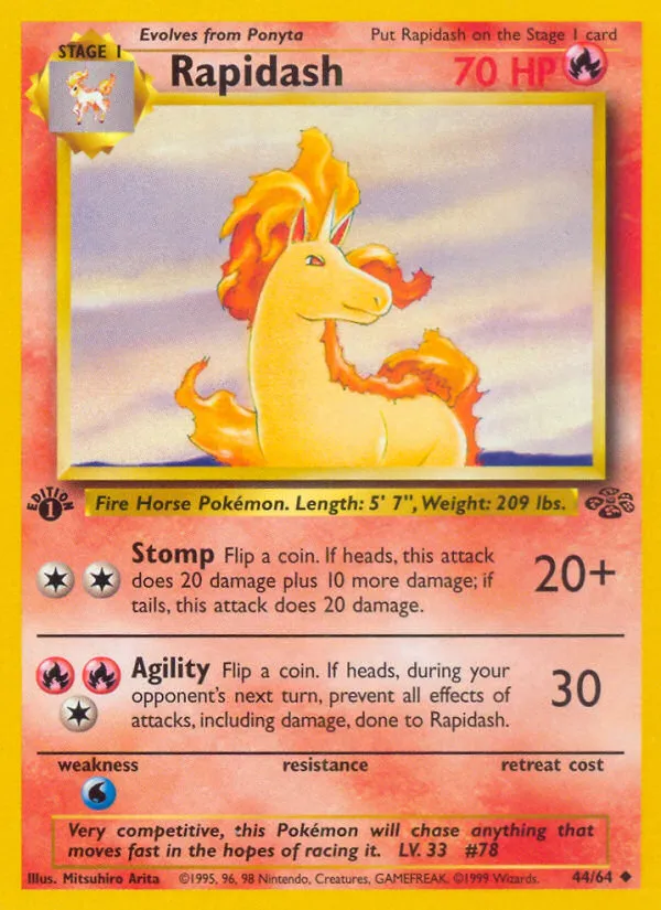 1999 Jungle Rapidash Uncommon #44/64 Uncommon card image
