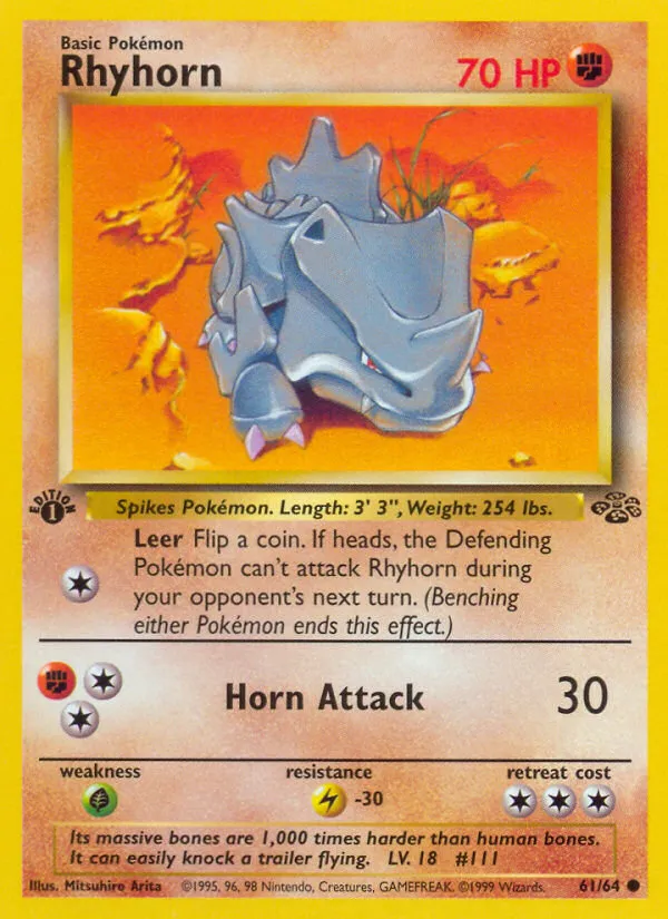 1999 Jungle Rhyhorn #61/64 Common card image