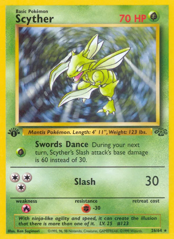 1999 Jungle Scyther #26/64 Rare card image