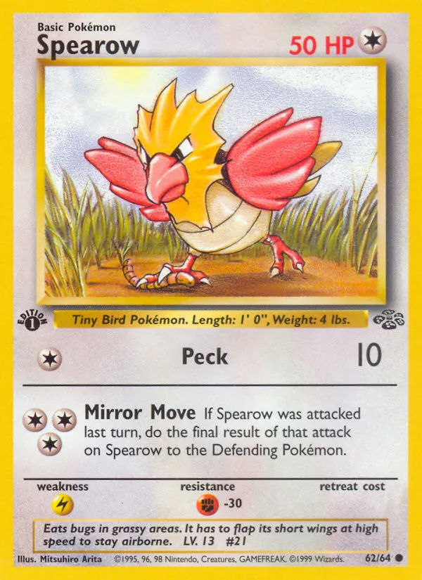 1999 Jungle Spearow Common #62/64 Common card image