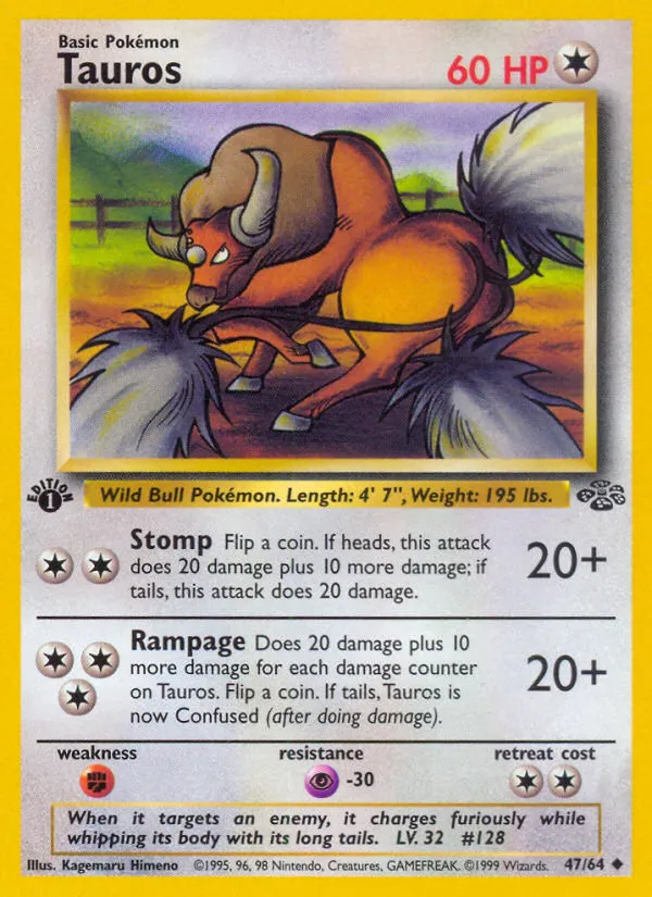 1999 Jungle Tauros #47/64 Uncommon card image