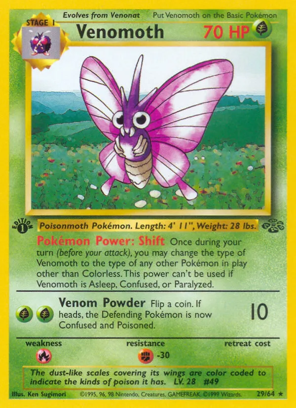 1999 Jungle Venomoth #29/64 Rare card image