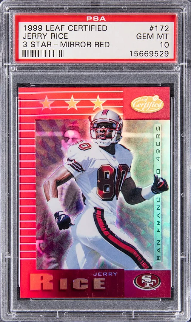 1999 Leaf Certified Jerry Rice 3 Star Mirror Red #172 card image
