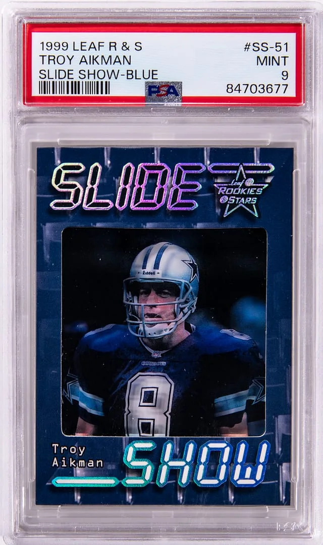 1999 Leaf Rookies & Stars Troy Aikman Slide Show Blue #SS-51 card image