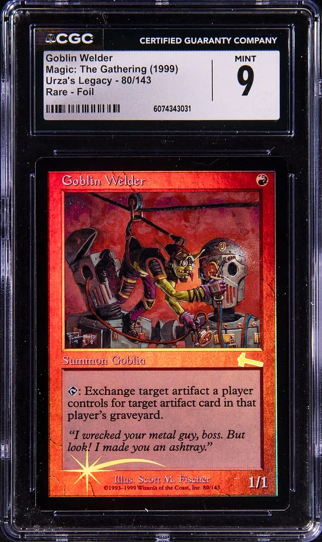 1999 Magic: The Gathering Rare Foil Urza's Legacy Goblin Welder #80 card image