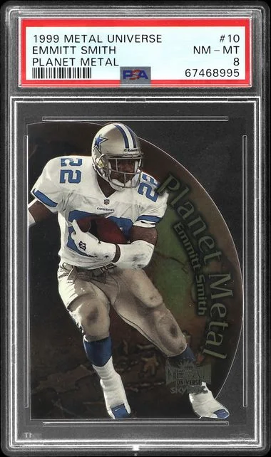 1999 Metal Universe Emmitt Smith Planet Metal #10 card image