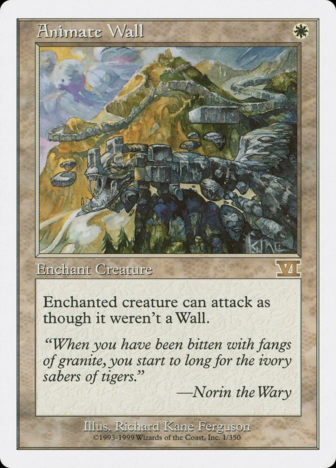 1999 Classic Sixth Edition Animate Wall rare #1 rare card image