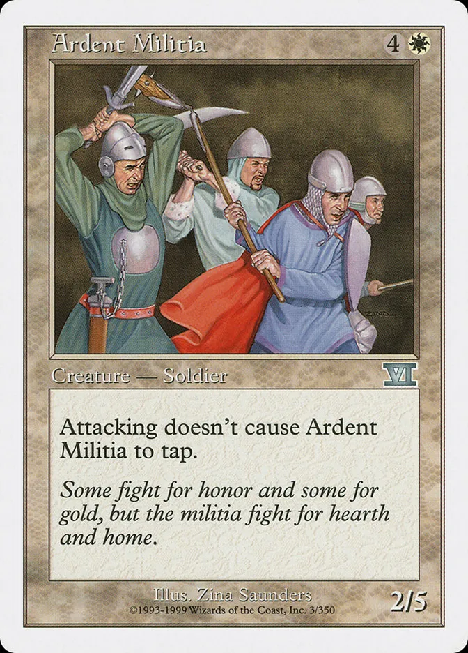 1999 Classic Sixth Edition Ardent Militia uncommon #3 uncommon card image