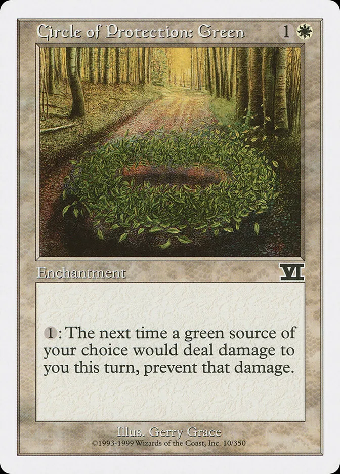 1999 Classic Sixth Edition Circle of Protection: Green common #10 common card image