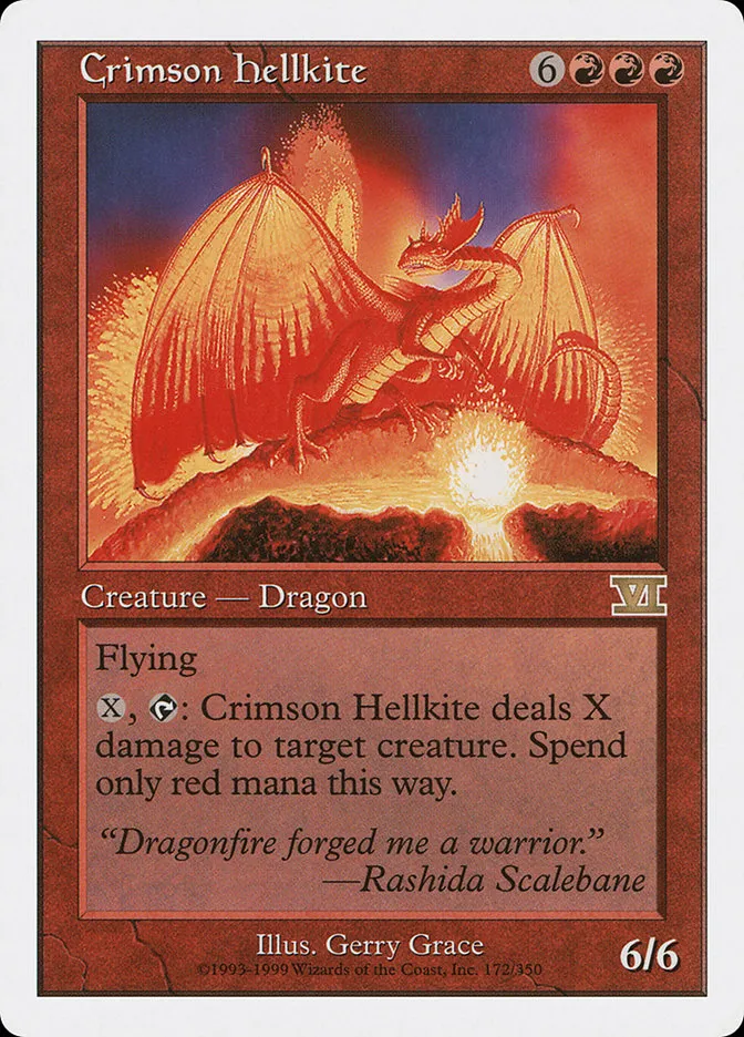 1999 Classic Sixth Edition Crimson Hellkite rare #172 rare card image