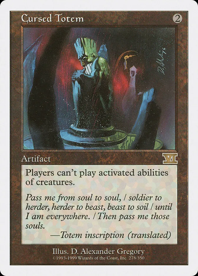 1999 Classic Sixth Edition Cursed Totem #278 rare card image