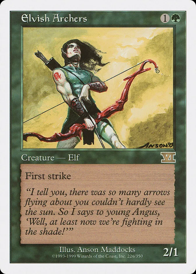 1999 Classic Sixth Edition Elvish Archers #226 rare card image