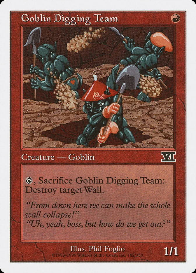 1999 Classic Sixth Edition Goblin Digging Team common #182 common card image