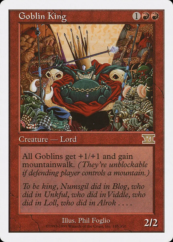 1999 Classic Sixth Edition Goblin King rare #185 rare card image
