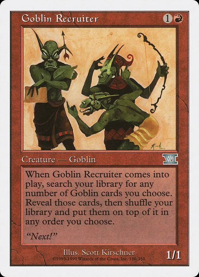1999 Classic Sixth Edition Goblin Recruiter uncommon #186 uncommon card image