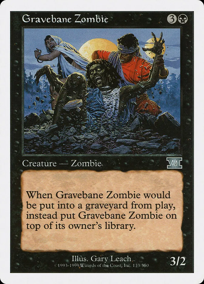 1999 Classic Sixth Edition Gravebane Zombie uncommon #133 uncommon card image