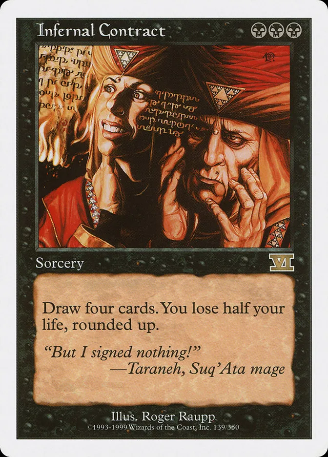 1999 Classic Sixth Edition Infernal Contract rare #139 rare card image