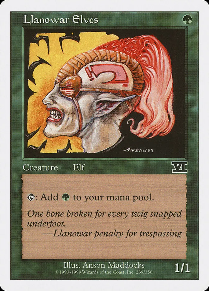 1999 Classic Sixth Edition Llanowar Elves common #239 common card image