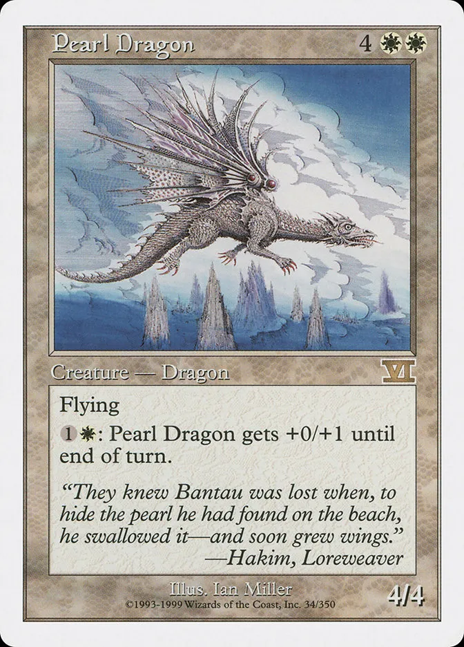 1999 Classic Sixth Edition Pearl Dragon rare #34 rare card image