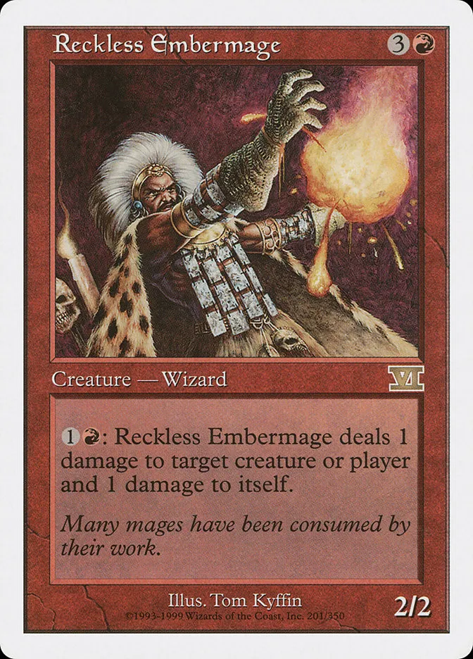 1999 Classic Sixth Edition Reckless Embermage rare #201 rare card image