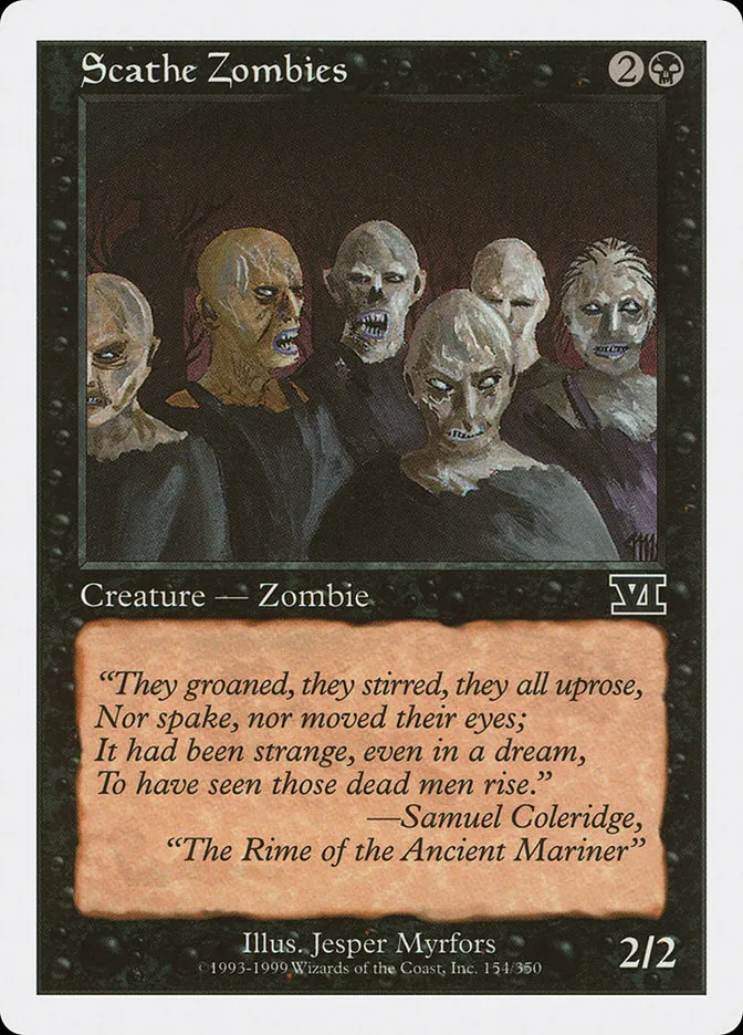 1999 Classic Sixth Edition Scathe Zombies common #154 common card image