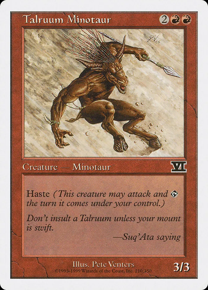 1999 Classic Sixth Edition Talruum Minotaur #210 common card image