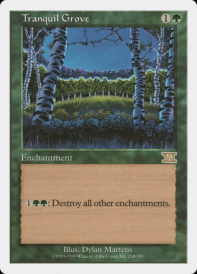 1999 Classic Sixth Edition Tranquil Grove rare #258 rare card image