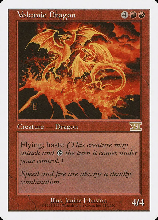 1999 Classic Sixth Edition Volcanic Dragon #214 rare card image