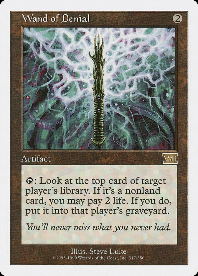 1999 Classic Sixth Edition Wand of Denial #317 rare card image