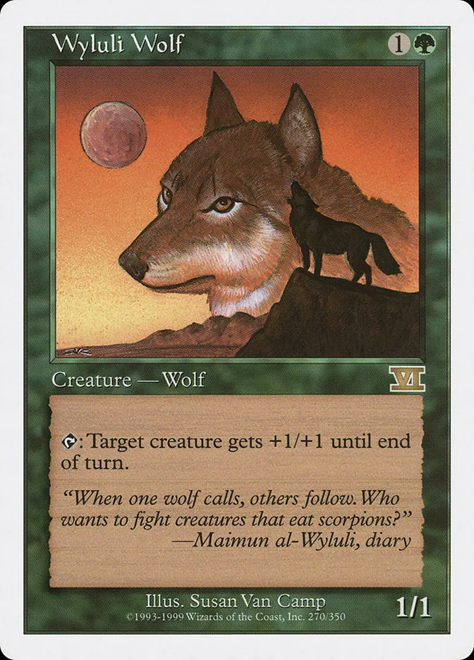 1999 Classic Sixth Edition Wyluli Wolf #270 rare card image