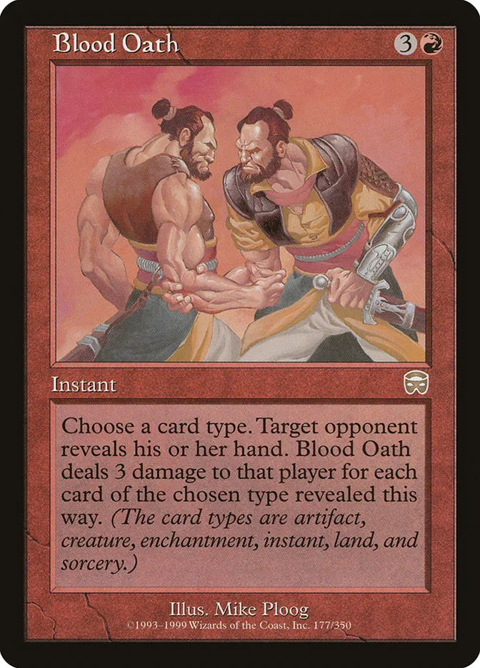 1999 Mercadian Masques Blood Oath rare #177 rare card image