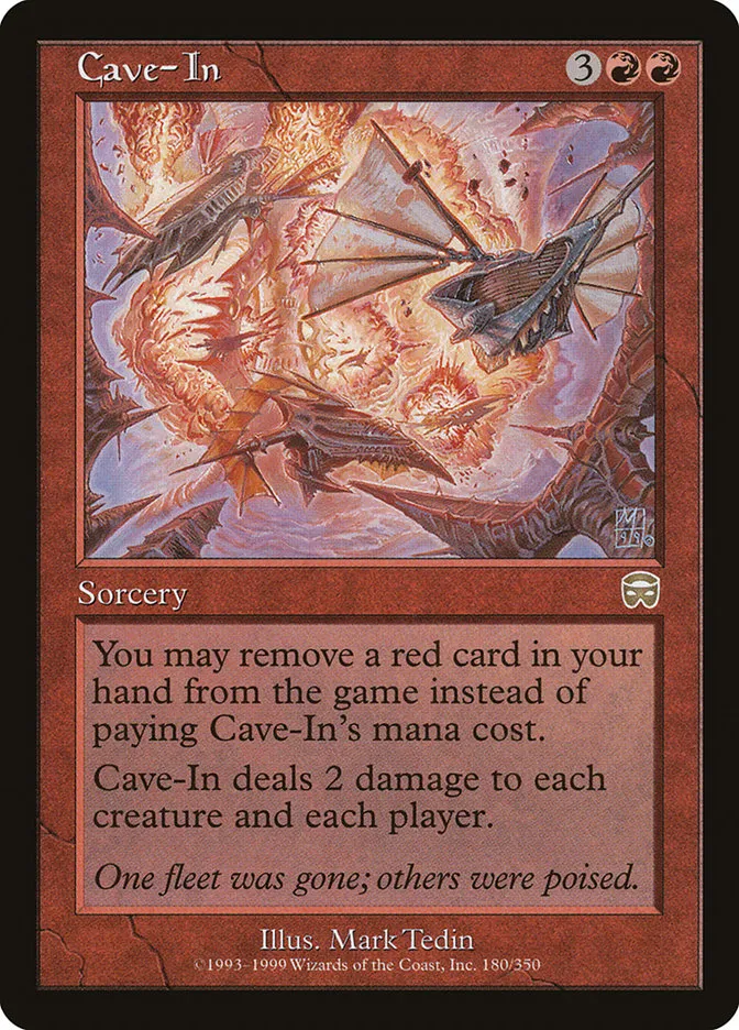 1999 Mercadian Masques Cave-In rare #180 rare card image