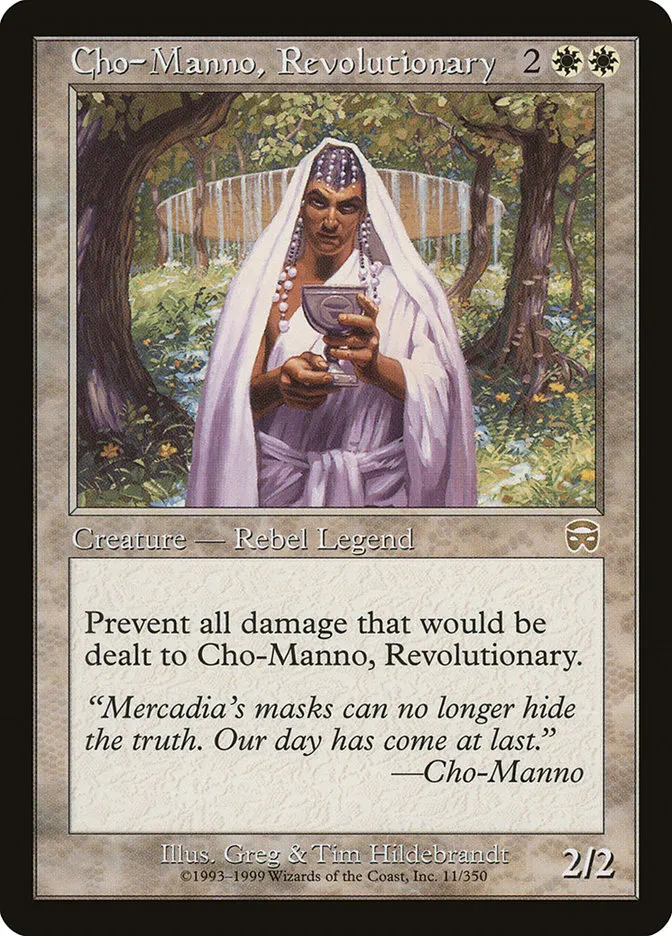 1999 Mercadian Masques Cho-Manno, Revolutionary rare #11 rare card image